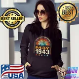 Funny 79th Birthday Born May 1943 Retro 79 Years of Being Awesome T-shirt