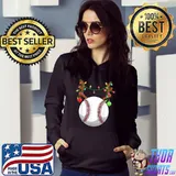 Funny baseball Ball Reindeer Christmas Ornaments Family Pajama Mom T-Shirt