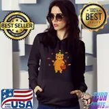 Funny bear Falling Leaves In Autumn Pumkin T-shirt