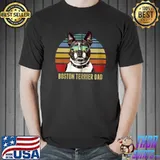 Funny boston Terrier Best Dog Dad Ever Retro Beach Vibe vintage T-s Unisex