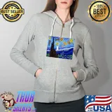 Funny cat Crochet Starry Night T-Shirt Full Zip Hooded