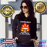 Funny Coolest Turkey in the Flock Thanksgiving July Ugly Christmas T-Shirt