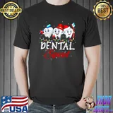 Funny Dental Hygiene Christmas Dentist Squad Teeth Santa Hat T Shirt Unisex