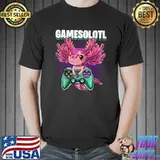 Funny Gamesolotl Axolotl Video Game Controller Gaming Boys Kids T-Shirt