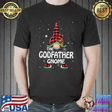 Funny godfather Gnome Buffalo Plaid Matching Family Christmas T-s Unisex