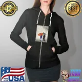 Funny japanese Art Women Walking in The Rain Japanese Woodblock T-Shirt Full Zip Hooded