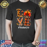 Funny love Teacher Life Thanksgiving Turkey Costume Leopard T Shirt