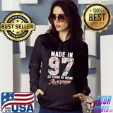 Funny made in 1997 25 years of being awesome 25th Birthday Flowers T-shirt