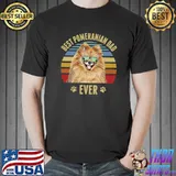 Funny pomeranian Best Dog Dad Ever Retro Sunset Beach Vibe T-s Unisex
