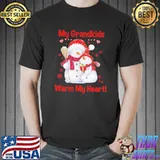 Funny Snowmans My Grandkids Warm My Heart Christmas Shirt