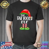 Funny Tattooed Elf Family Christmas Pajama Elf Costume T-Shirt