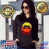 Funny tea Cat Summer Retro T-Shirt