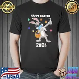 Funny Top Dabbing Rabbit Face Mask Happy Easter 2021 Shirt