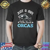 Funny Womens Orca Whale Just A Girl Who Loves Orcas V Neck T Shirt