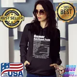 GAMER NUTRITIONAL FACTS Shirt Cool Gaming Video Game Funny T-Shirt