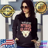 Girls Pitbull Glitter Hair Dog Lover Mothers Day Gift Mom Shirt