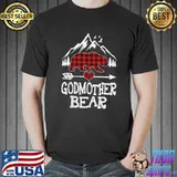 Godmother Bear Shirt, Red Buffalo Plaid Godmother Bear T-Shirt Unisex