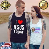Grunge I Love JESUS & CURLING, Christian Vintage Shirt Tank Top