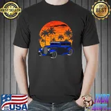 Hot Rod Sedan Thirties Custom Car Beach and Palm Trees T-shirt