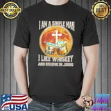 I Am A Simple Man I Like Whiskey And Believe In Jesus Blood Moon Shirt Unisex