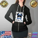 In November We Wear Blue Messy Bun Diabetes Awareness T-Shirt Full Zip Hooded