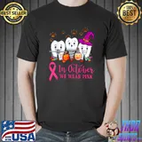 In October We Wear Pink Ribbon tooth Breast Cancer awareness T Shirt Unisex