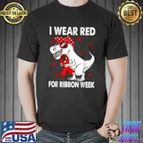In October We Wear Red Ribbon Week Awareness Dinosaur Boys T Shirt Unisex