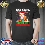 Just A Girl Who Love Pitbulls Lover Santa Light & Christmas T Shirt Unisex