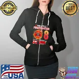Kids 8 Year Old Firefighter Birthday Party Fire Truck 8th T Shirt Full Zip Hooded