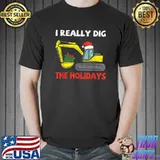Kids I Really Dig The Holidays Excavator Christmas Pajama T-Shirt