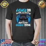 Level 28 Unlocked Awesome Since 1994 28th Birthday Gaming T Shirt Unisex