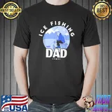 Mens Ice Fishing Dad Fish Fisherman T-Shirt Unisex
