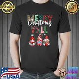 Merry Christmas Y'All Plaid Leopard Gnome Family Pajamas T-Shirt Unisex