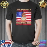Never Underestimate An Old Woman With A Military Background Ameria Flag Shirt Unisex