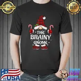 Nice Brainy Gnome Buffalo Plaid Matching Family Christmas Pajama T-Shirt
