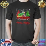 Nice Christmas Buffalo Truck Tree Red White Green Plaid Pajamas T-shirt
