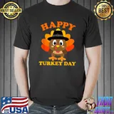 Nice Happy Turkey Day Shirt Cute Little Pilgrim Gift Thanksgiving T Shirt