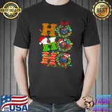 Nice Ho Ho Ho Horses Santa Elf Reindeer Merry Christmas Light Sweater Shirt