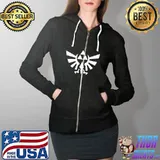 Nice legend of Zelda Triforce Game Shirt Full Zip Hooded