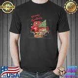 Nice Merry Christmas Red Truck Xmas Tree T- Unisex