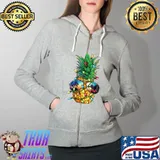 Nice Pineapple Christmas Tree Lights Xmas Boys Men Sunglasses T- Full Zip Hooded