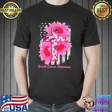 Nice Premium Cross Sunflower Breast Cancer Awareness Pink Veteran Shirt Unisex