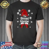 Nice the Blessed Gnome Buffalo Plaid Christmas Family Matching Pajama T-Shirt Unisex