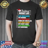 Nice Xmas Bucket List Santa Hat Funny Video Gamer Boys Christmas T-Shirt