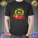 Official Cute Pug Dog Lover Xmas Wreath Merry Christmas 2021 T Shirt
