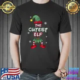 Official Cutest Elf christmas pajamas pjs matching family group T Shirt
