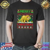 Official Dinosaur Xmas Lighting Santa Hat Ugly Triceratops Christmas T-shirt