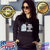Official Funny Dairy Free Food Milk Makes Me Grumpy Lactose Free T Shirt