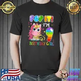 Official i’m 9 Years Old 9th Birthday Unicorn Girls Pop It Fidget T Shirt