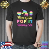 Official Mom of the Pop it Birthday Girl Unicorn Heart Ice Cream T-Shirt